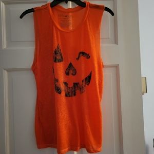 Orange Winking Pumpkin Halloween Tank Top